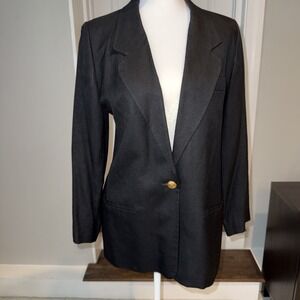 Talbots Blazer 6 Petite Black Italian Knit Office Career Jacket Classic